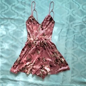 Velvet Pink Floral Romper